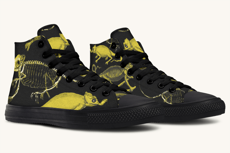 Reptilian in Bloom Black and Gold Hightops - Jaded Lament
