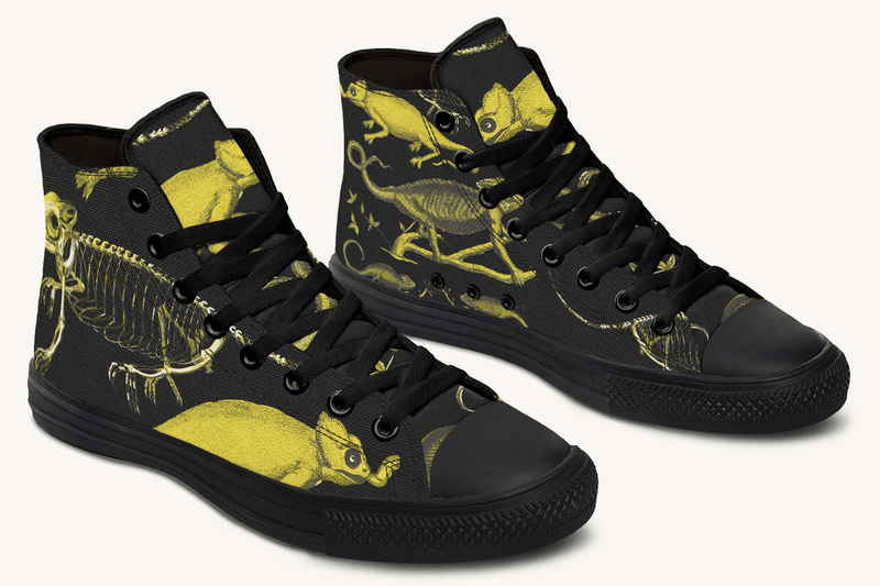 Reptilian in Bloom Black and Gold Hightops - Jaded Lament