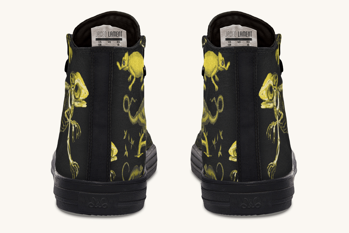 Reptilian in Bloom Black and Gold Hightops - Jaded Lament