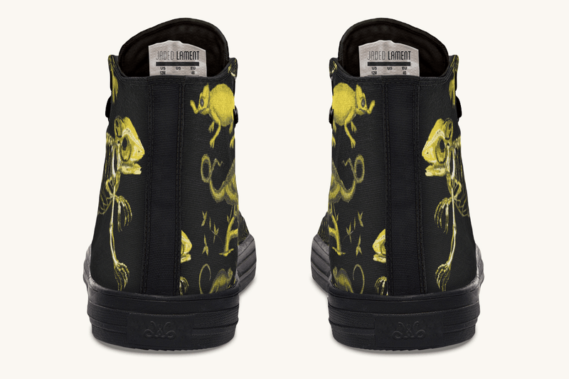 Reptilian in Bloom Black and Gold Hightops - Jaded Lament