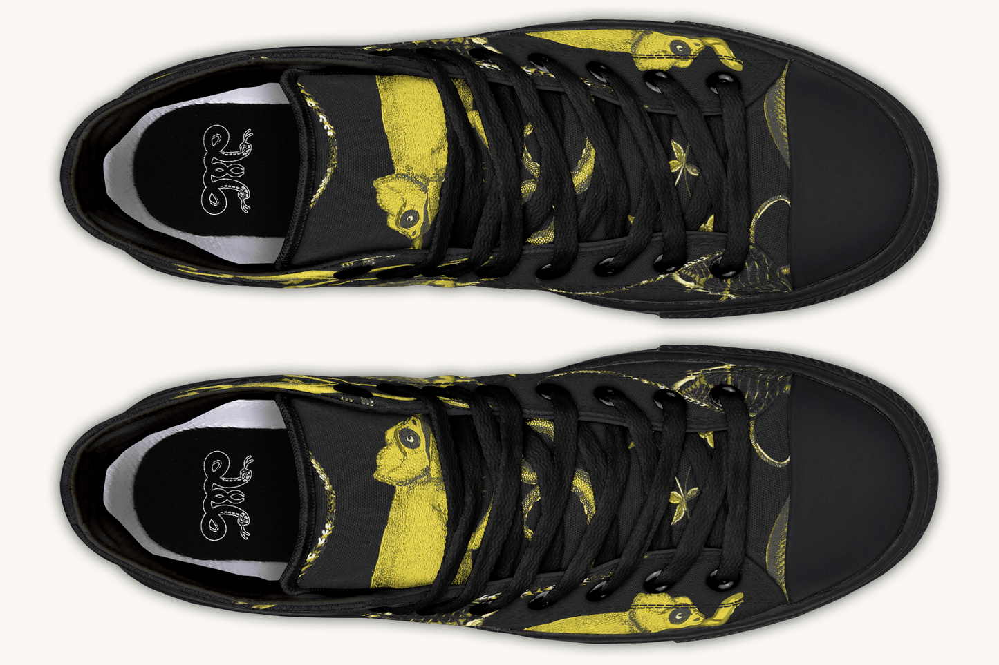 Reptilian in Bloom Black and Gold Hightops - Jaded Lament