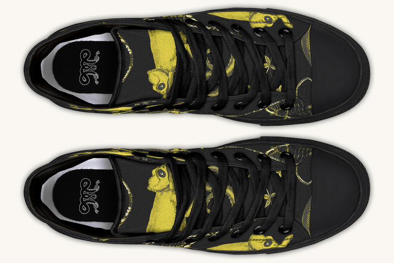 Reptilian in Bloom Black and Gold Hightops - Jaded Lament