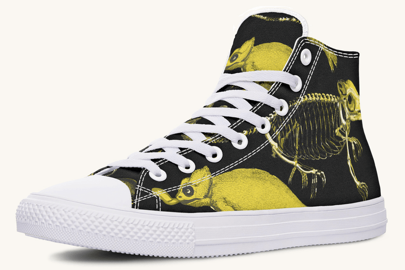 Reptilian in Bloom Black and Gold Hightops - Jaded Lament
