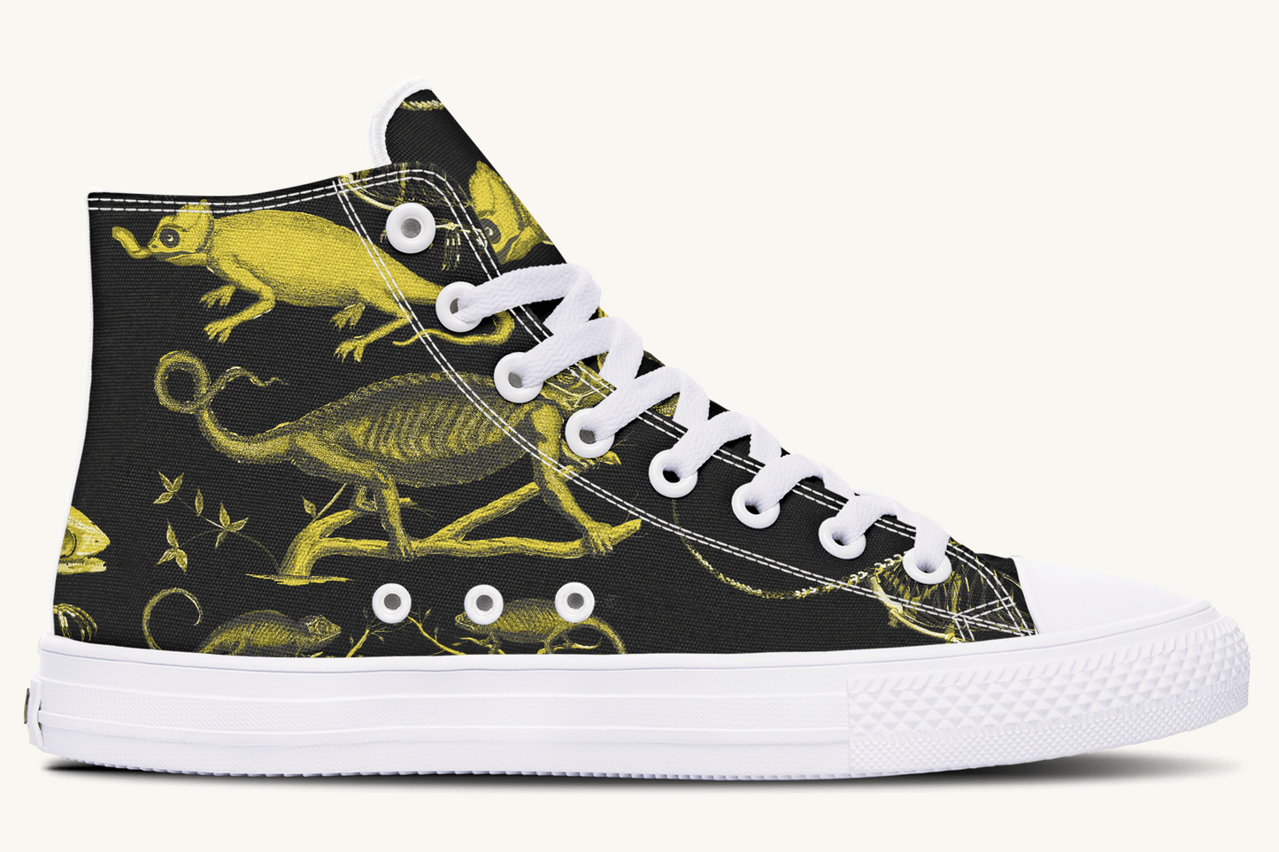 Reptilian in Bloom Black and Gold Hightops - Jaded Lament