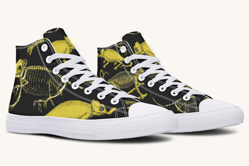 Reptilian in Bloom Black and Gold Hightops - Jaded Lament