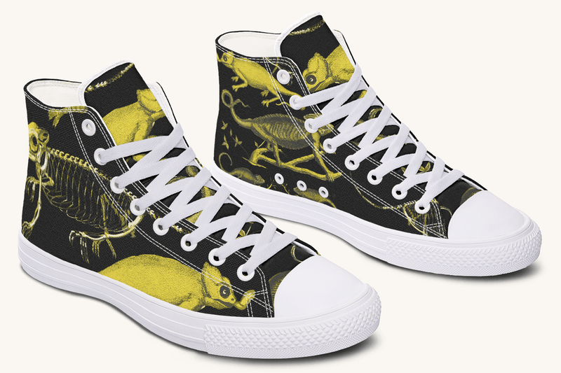 Reptilian in Bloom Black and Gold Hightops - Jaded Lament