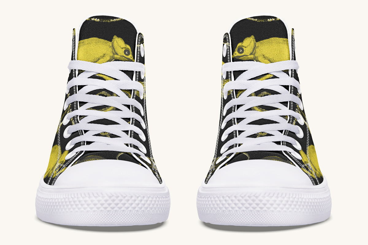 Reptilian in Bloom Black and Gold Hightops - Jaded Lament