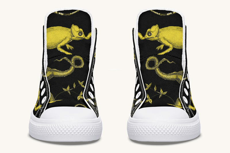 Reptilian in Bloom Black and Gold Hightops - Jaded Lament