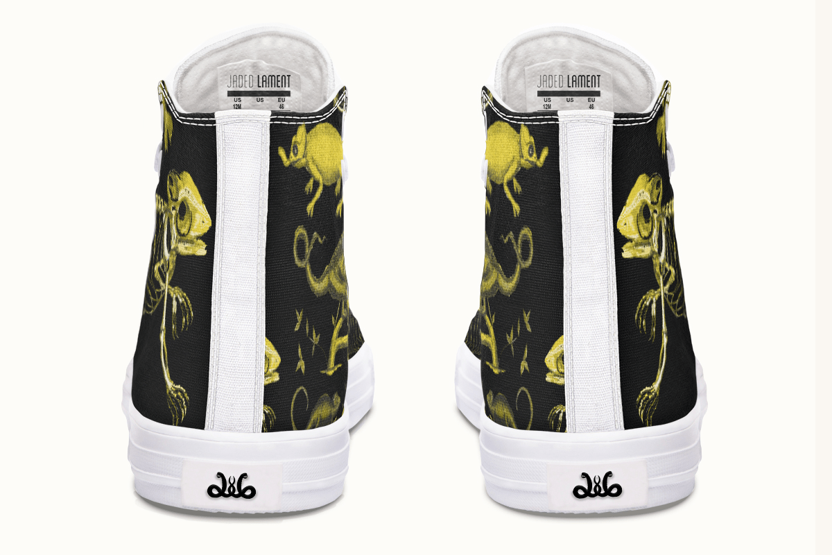 Reptilian in Bloom Black and Gold Hightops - Jaded Lament