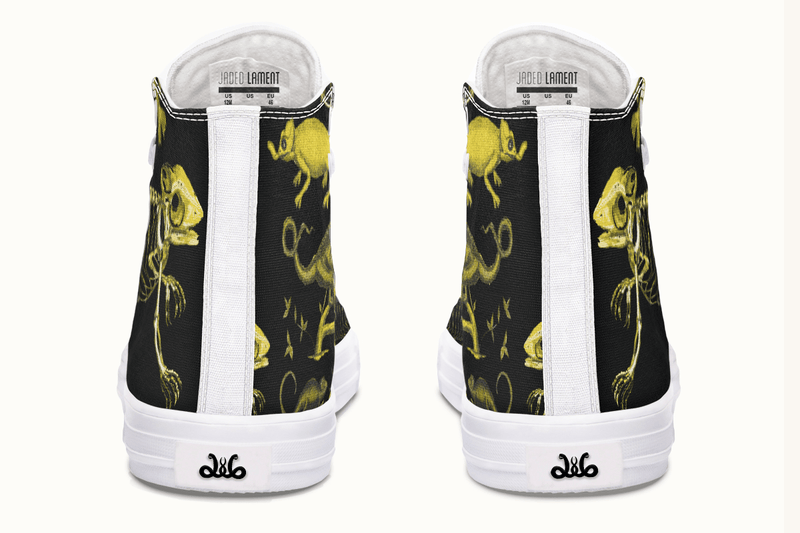 Reptilian in Bloom Black and Gold Hightops - Jaded Lament
