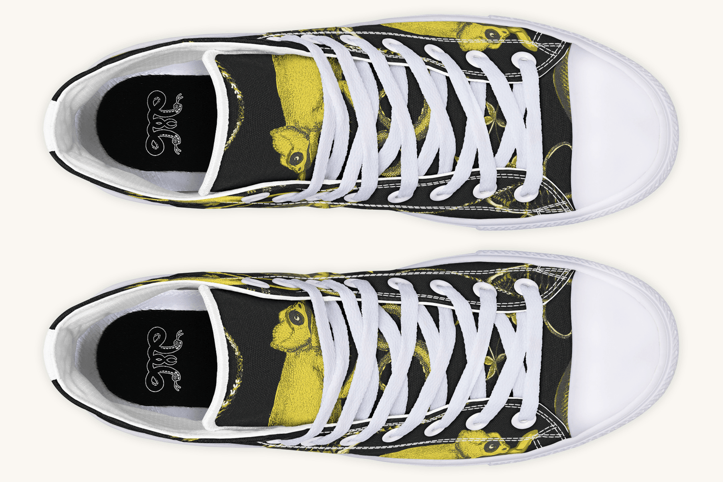 Reptilian in Bloom Black and Gold Hightops - Jaded Lament