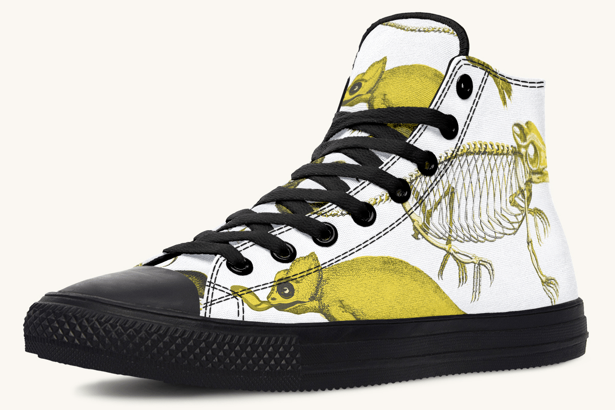Reptilian in Bloom White and Gold Hightops - Jaded Lament