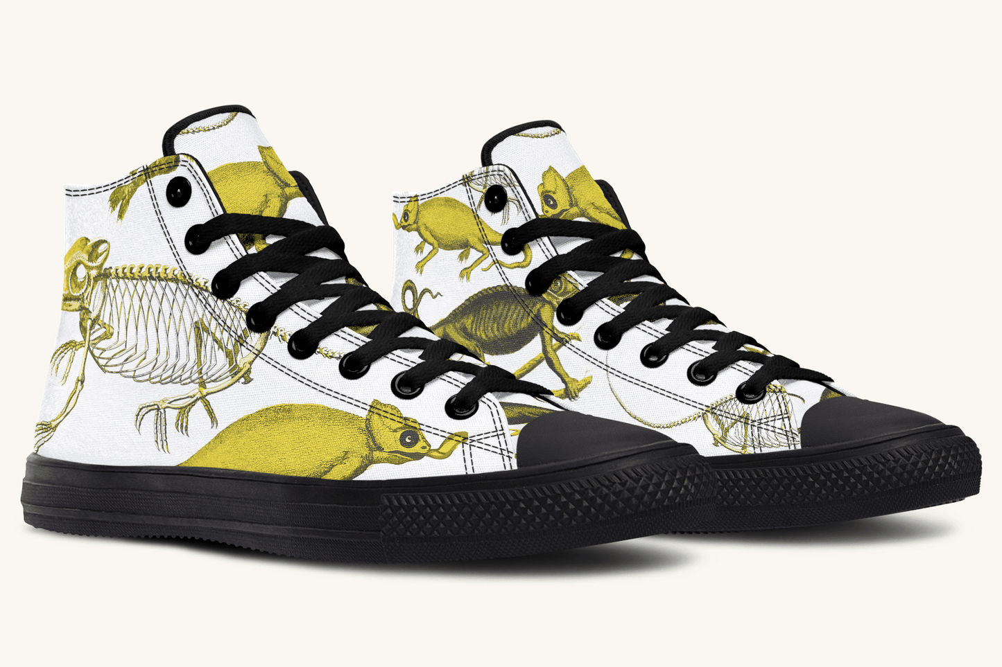 Reptilian in Bloom White and Gold Hightops - Jaded Lament