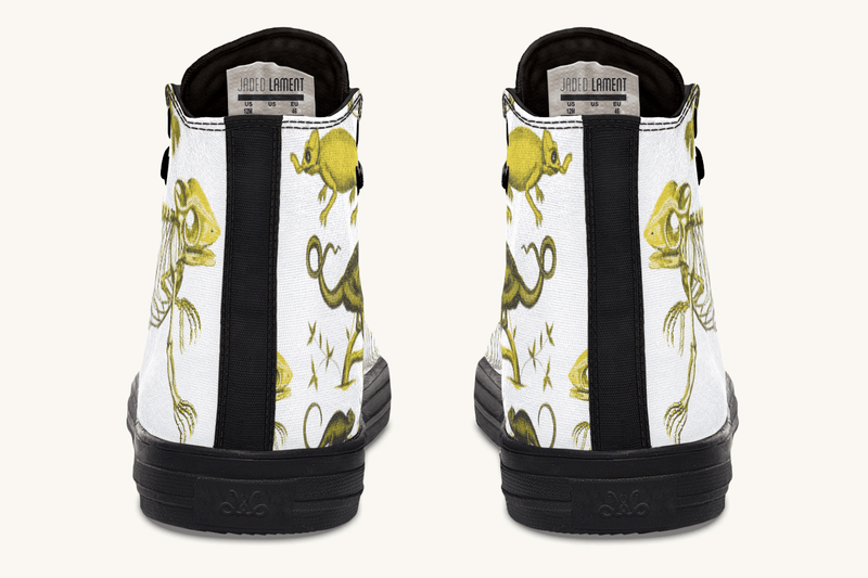 Reptilian in Bloom White and Gold Hightops - Jaded Lament