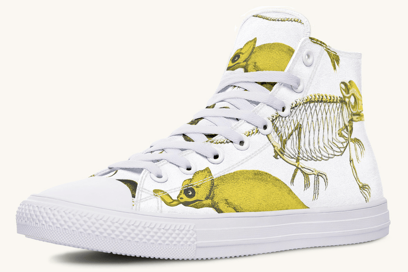 Reptilian in Bloom White and Gold Hightops - Jaded Lament