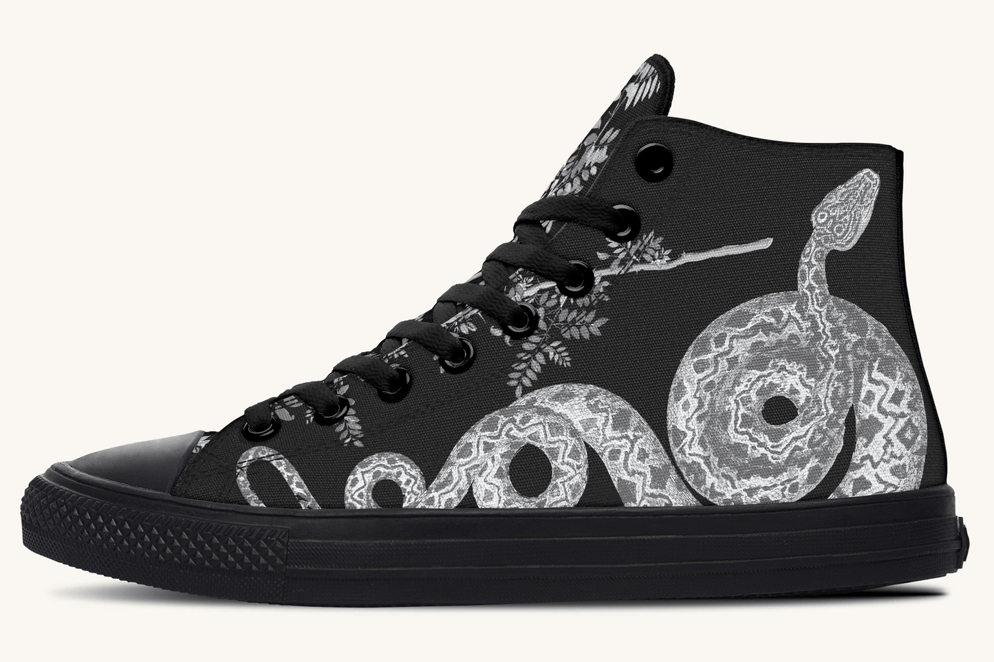 Serpent in Bloom Silver Snake Hightops - Jaded Lament