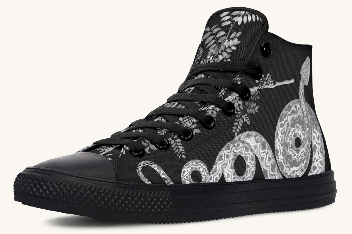 Serpent in Bloom Silver Snake Hightops - Jaded Lament