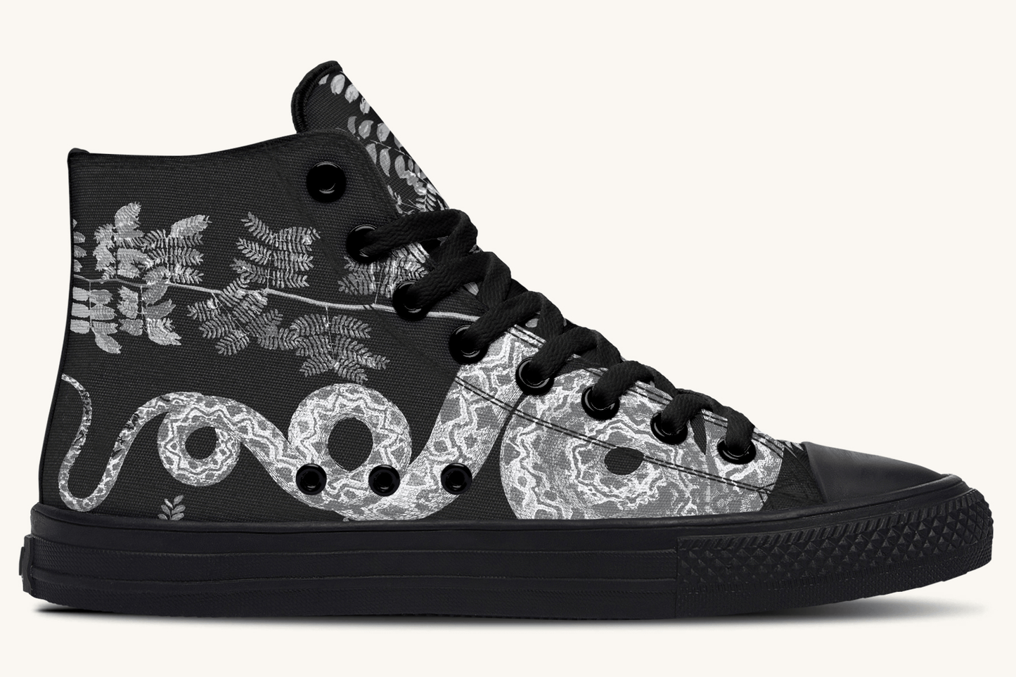 Serpent in Bloom Silver Snake Hightops - Jaded Lament