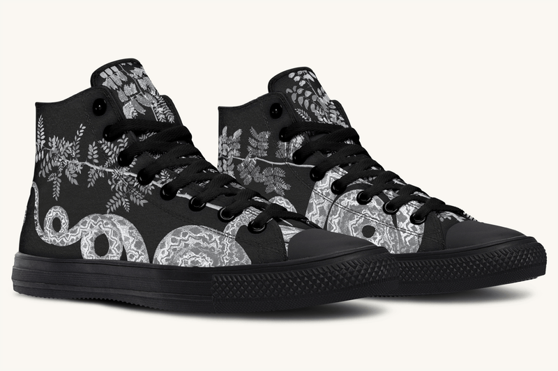 Serpent in Bloom Silver Snake Hightops - Jaded Lament