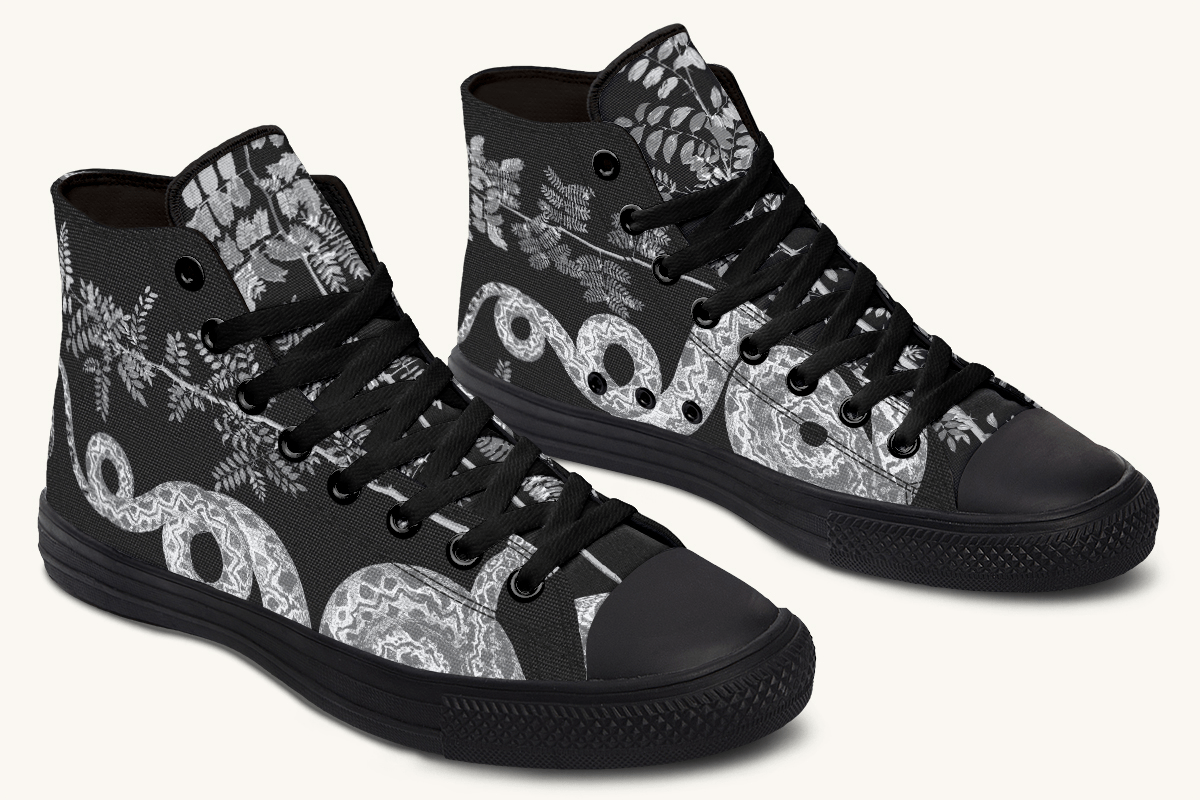 Serpent in Bloom Silver Snake Hightops - Jaded Lament