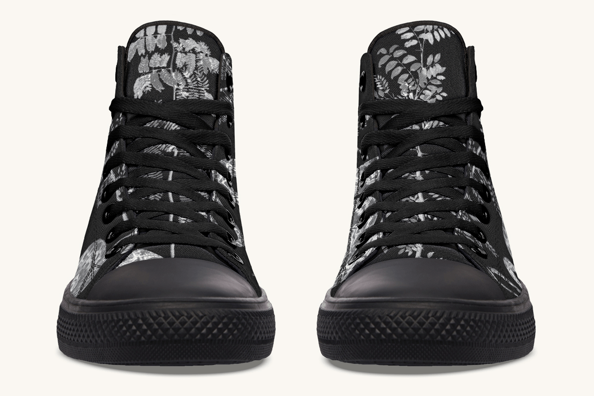 Serpent in Bloom Silver Snake Hightops - Jaded Lament
