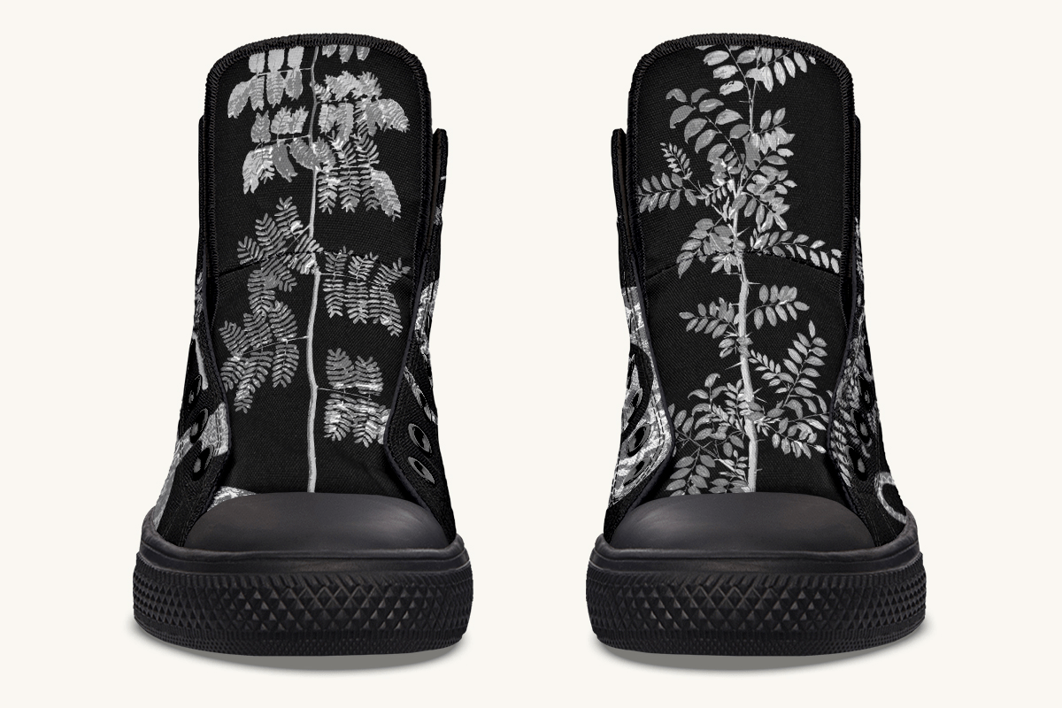 Serpent in Bloom Silver Snake Hightops - Jaded Lament