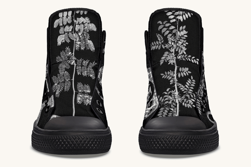 Serpent in Bloom Silver Snake Hightops - Jaded Lament