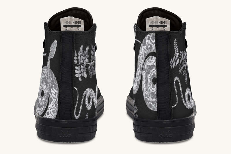 Serpent in Bloom Silver Snake Hightops - Jaded Lament