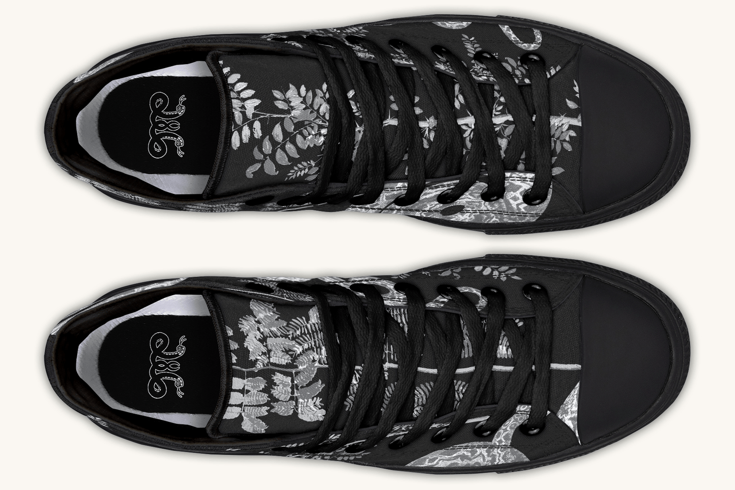Serpent in Bloom Silver Snake Hightops - Jaded Lament