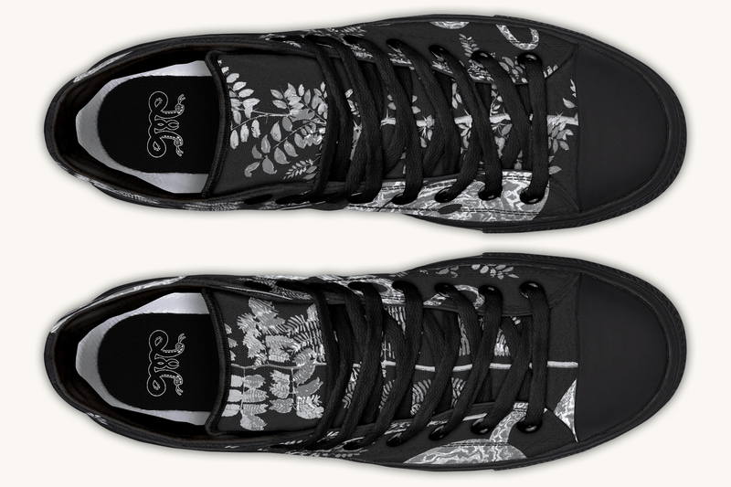 Serpent in Bloom Silver Snake Hightops - Jaded Lament