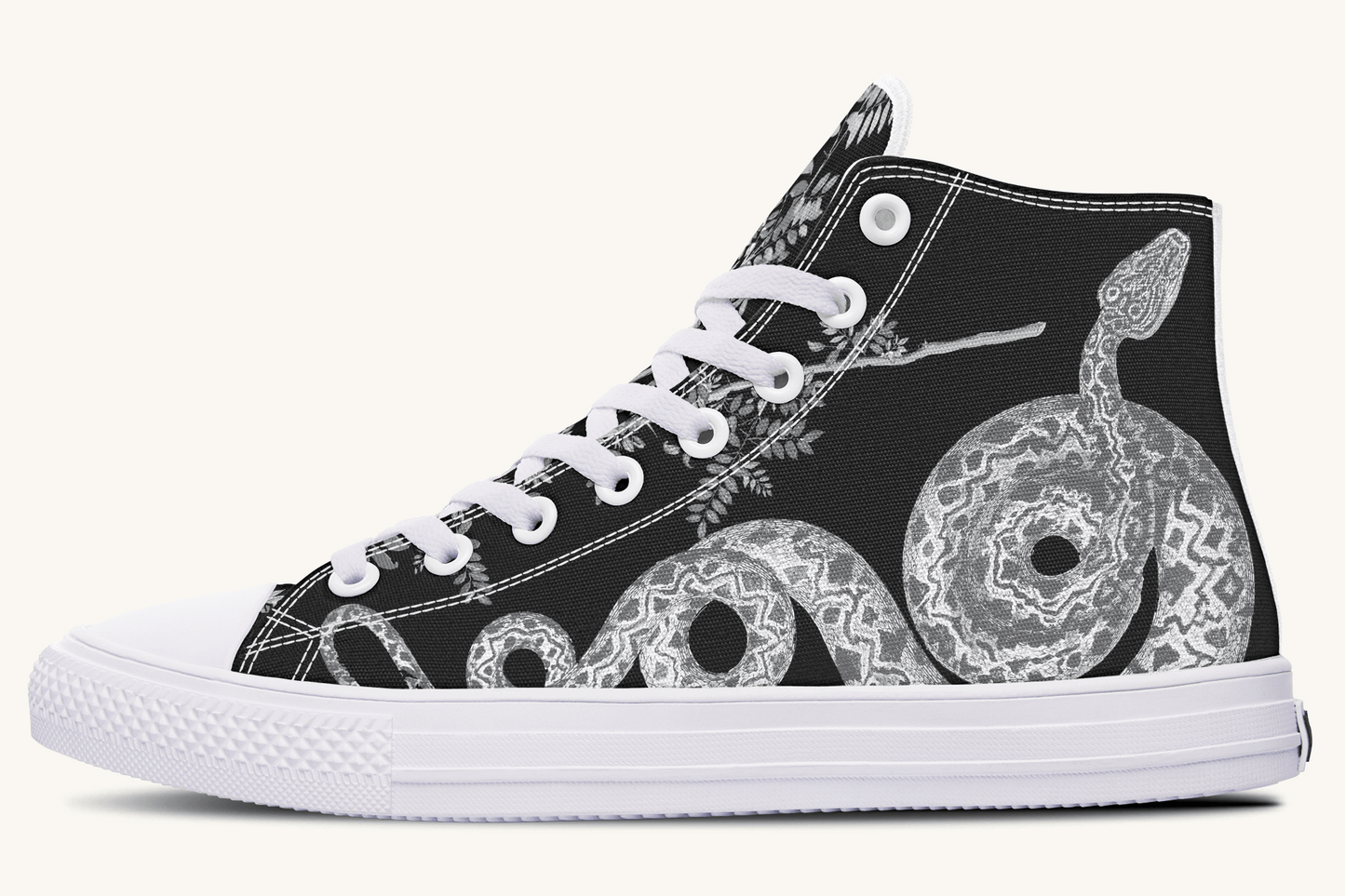 Serpent in Bloom Silver Snake Hightops - Jaded Lament