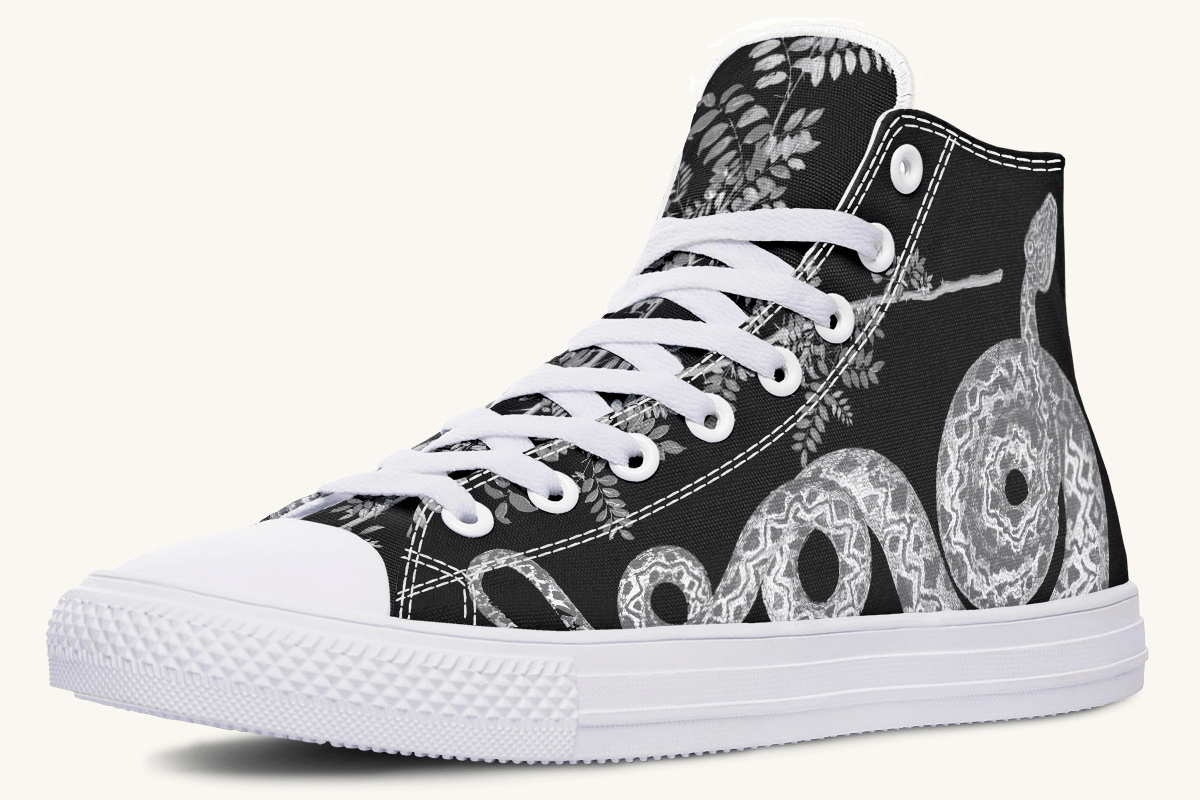 Serpent in Bloom Silver Snake Hightops - Jaded Lament