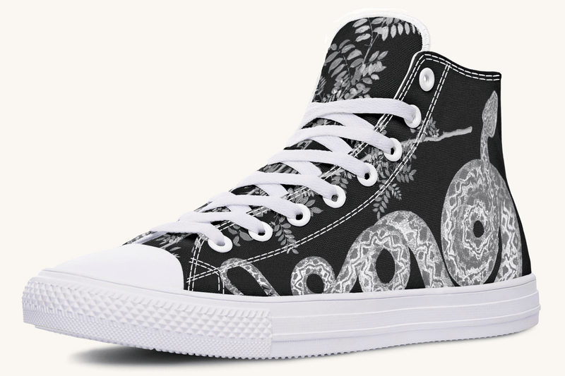 Serpent in Bloom Silver Snake Hightops - Jaded Lament