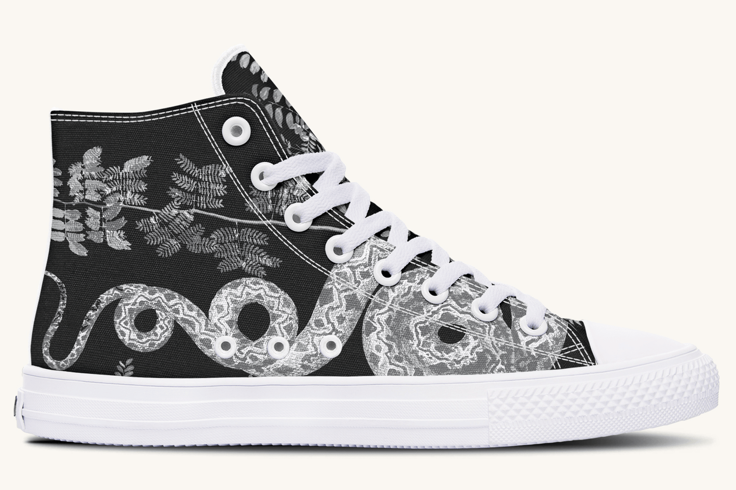 Serpent in Bloom Silver Snake Hightops - Jaded Lament