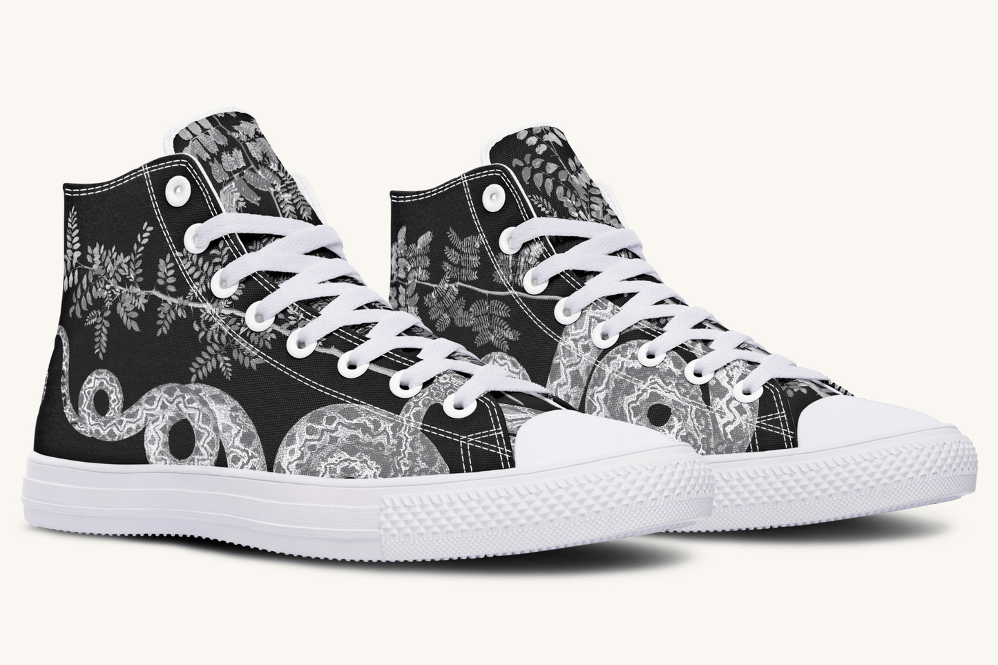 Serpent in Bloom Silver Snake Hightops - Jaded Lament