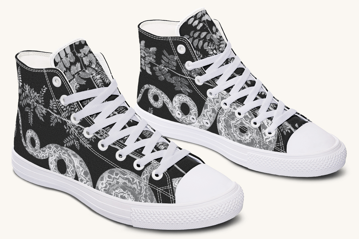 Serpent in Bloom Silver Snake Hightops - Jaded Lament