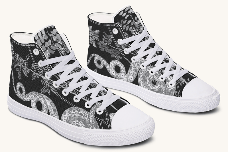 Serpent in Bloom Silver Snake Hightops - Jaded Lament