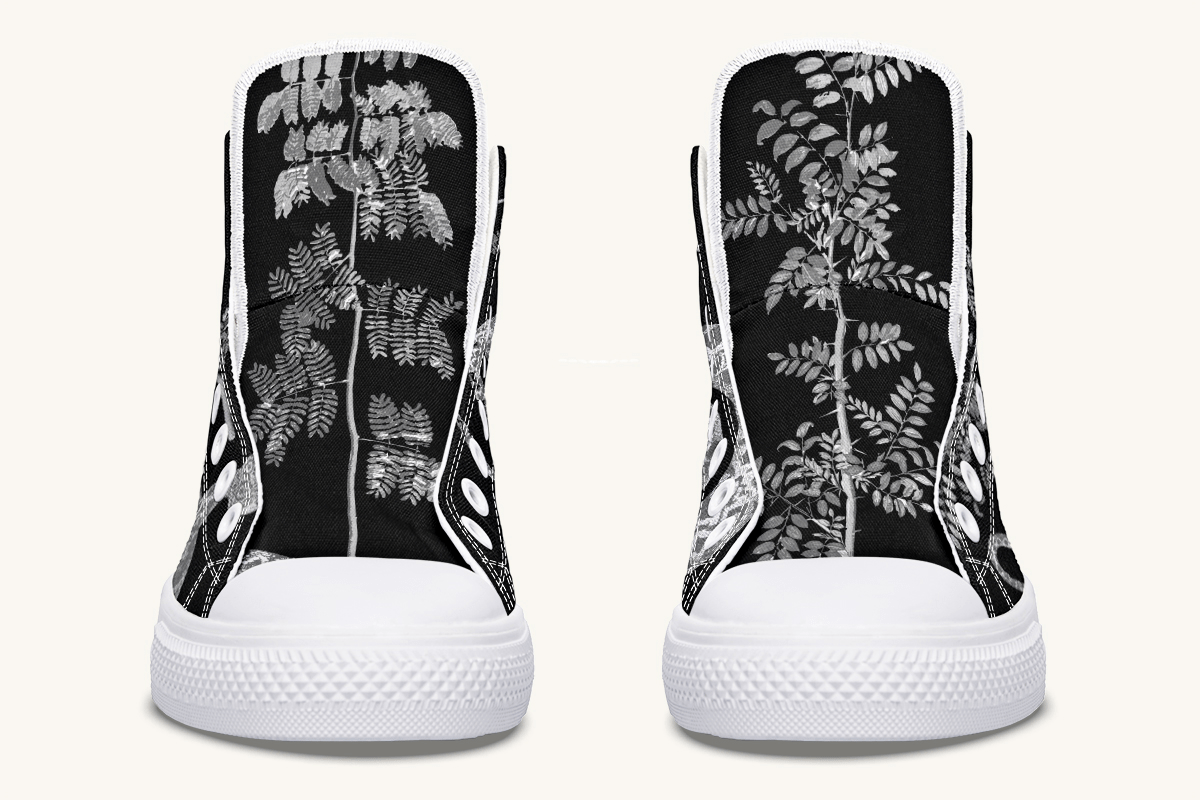 Serpent in Bloom Silver Snake Hightops - Jaded Lament