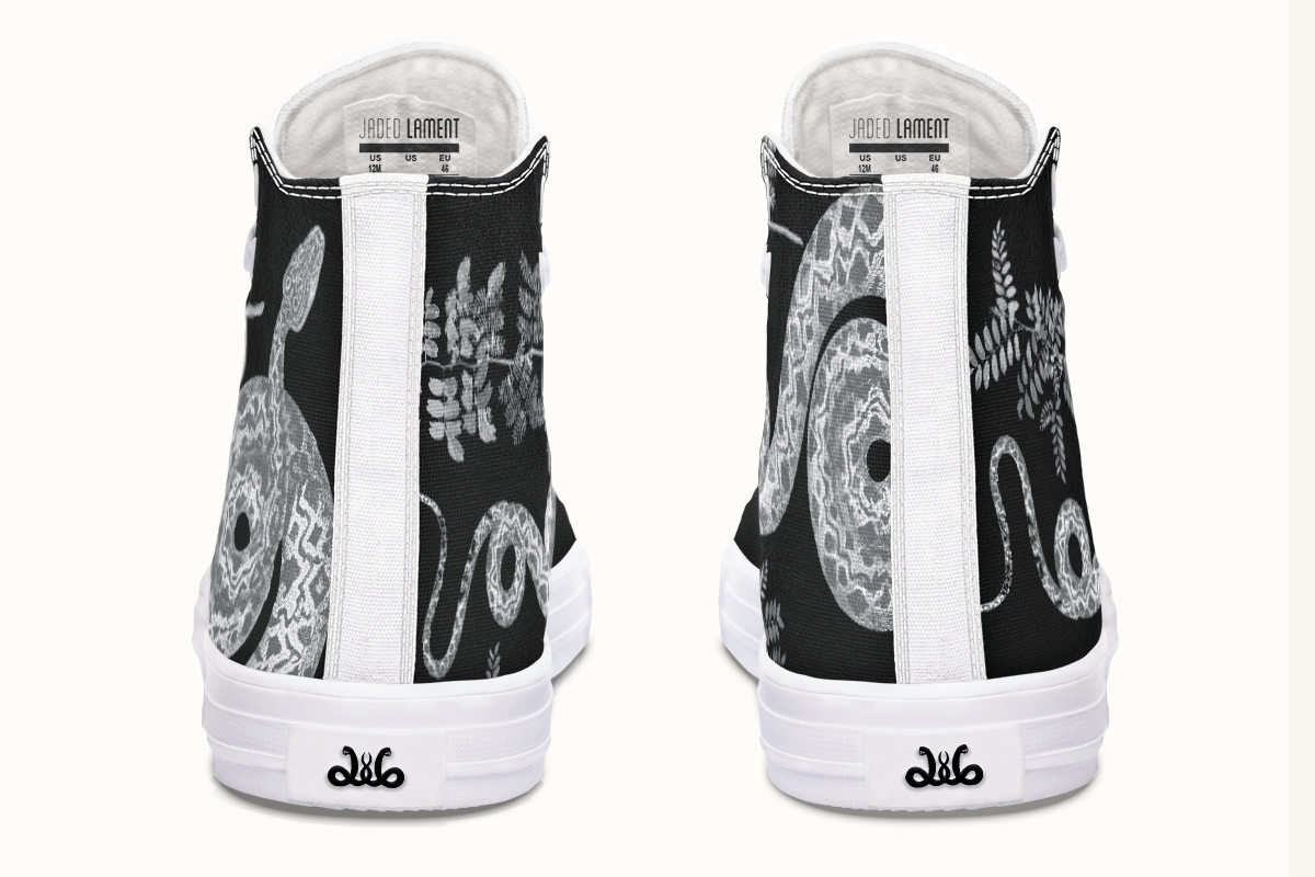 Serpent in Bloom Silver Snake Hightops - Jaded Lament