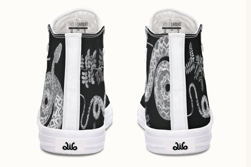 Serpent in Bloom Silver Snake Hightops - Jaded Lament