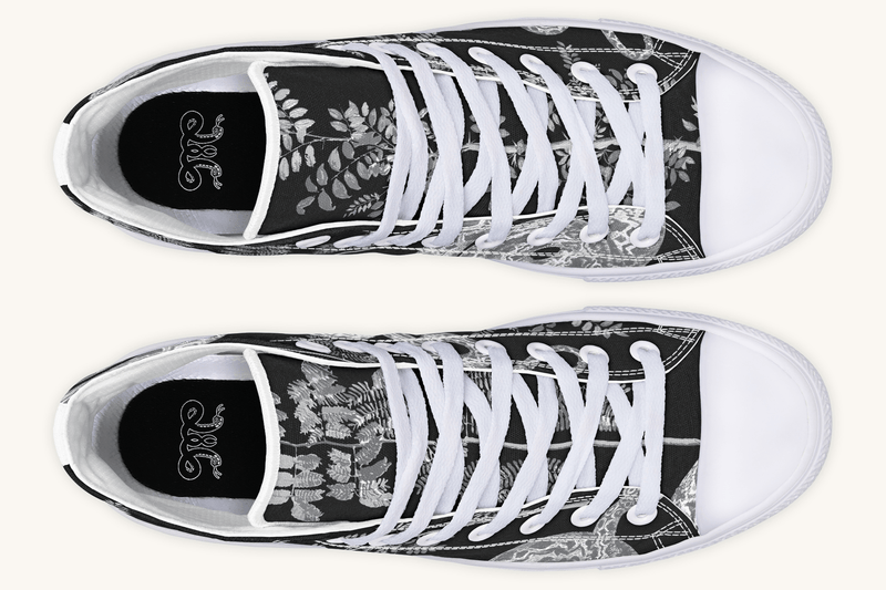 Serpent in Bloom Silver Snake Hightops - Jaded Lament