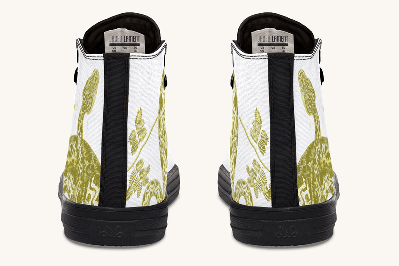 Serpent in Bloom Gold on White Hightops - Jaded Lament
