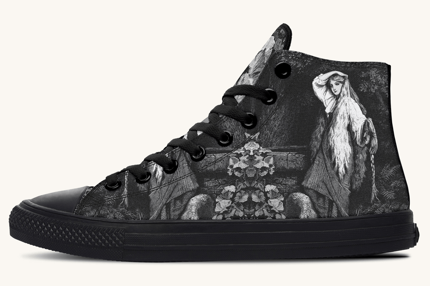 She Watched the Bones Sink Black Hightops - Jaded Lament