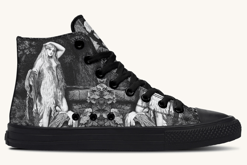 She Watched the Bones Sink Black Hightops - Jaded Lament