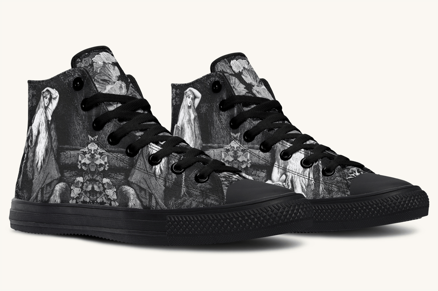 She Watched the Bones Sink Black Hightops - Jaded Lament