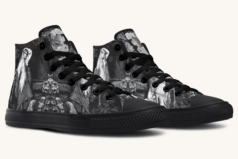 She Watched the Bones Sink Black Hightops - Jaded Lament