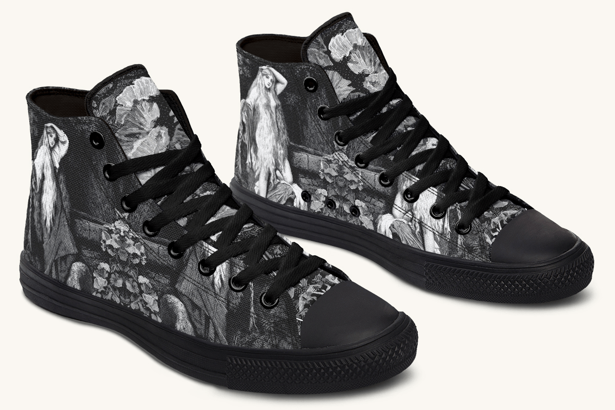 She Watched the Bones Sink Black Hightops - Jaded Lament