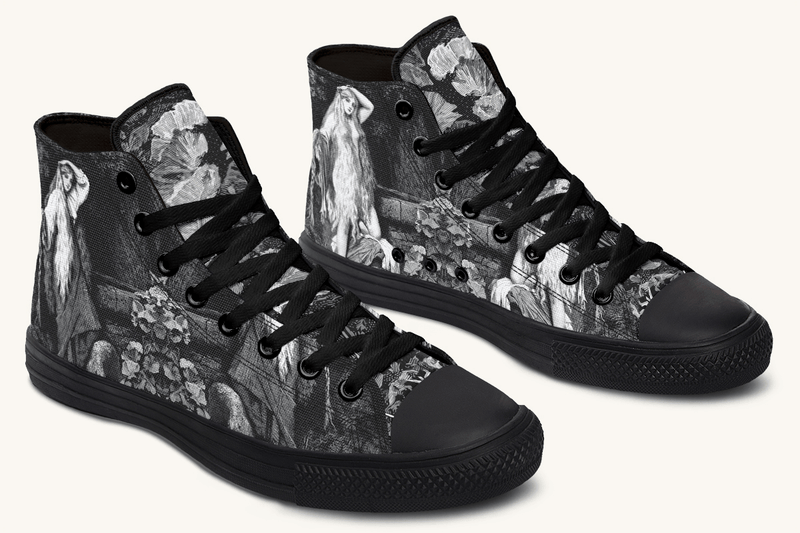She Watched the Bones Sink Black Hightops - Jaded Lament