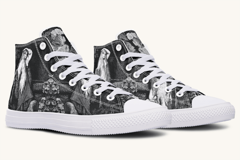 She Watched the Bones Sink Black Hightops - Jaded Lament
