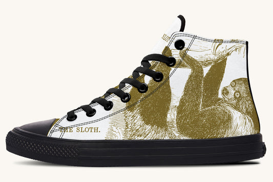 The Sloth Stays Brown White Hightops